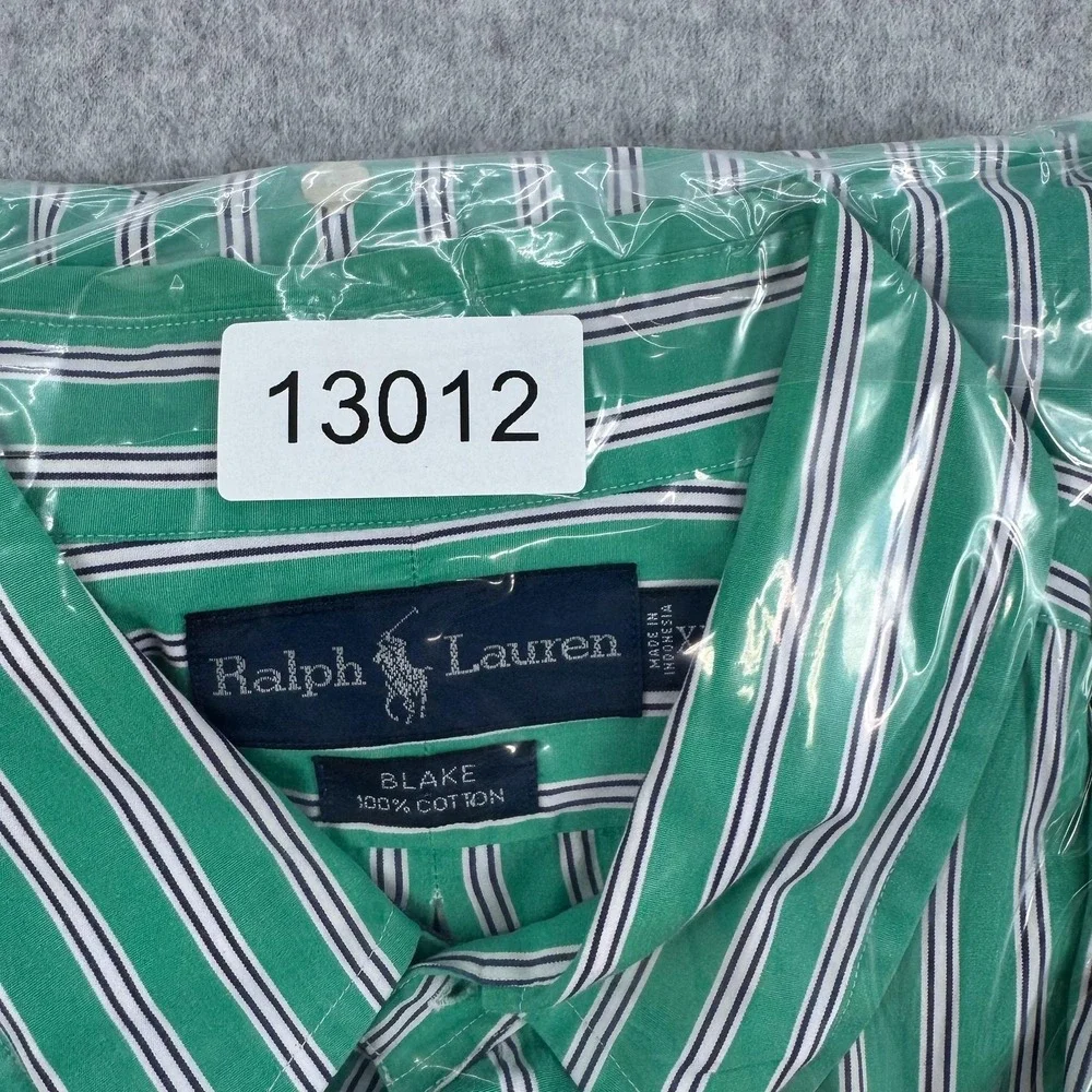 Ralph Lauren Shirt Mens XL Green Stripe Blake Classic Fit Button Down Pony Logo